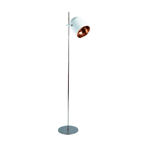 Lampara de pie cromo con cabezal bala blanco E27